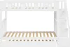 A white bunk bed with stairs and a pull-out bed. Produktbild-Vorschau