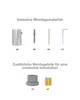 An image showing mounting accessories for a radiator, with two sections: 'Inclusive Mounting Accessories' and 'Additional Mounting Parts for Concealed Installation'. Produktbild-Vorschau