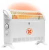 A white electric heater with orange heating elements and a fan symbol. Produktbild-Vorschau