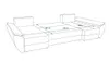 A line drawing of a U-shaped couch with dimensions indicated. Náhled obrázku produktu