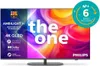 A Philips television displaying colorful abstract graphics, with marketing text and logos on the screen and a promotional overlay in the top right corner. Podgląd zdjęcia produktu