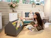 Alavya Home Bücherregal COMET Holz Grau – Fahrbares Regal Produktbild-Vorschau 10