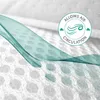 A close-up abstract view of a breathable fabric with a graphic overlay indicating air circulation. Produktbild-Vorschau