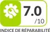 A repairability index rating with a score of 7.0 out of 10, accompanied by a gear and wrench icon. Voir les images du produit