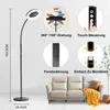 A floor lamp with a fan and light is shown next to a sofa, with diagrams illustrating its features. Anteprima dell’immagine prodotto