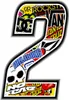 Adesivo numero di gara per moto "2" Adesivo Bomba 100 mm Anteprima dell’immagine prodotto 1