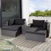 An outdoor lounge set on a wooden deck with a glimpse of an interior space through a glass door. Produktbild-Vorschau