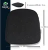 A dark gray felt seat cushion is shown with dimensions and thickness indicated by text and lines. Produktbild-Vorschau