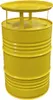 A yellow barrel-shaped table with a tray on top, isolated on a white background. Produktbild-Vorschau