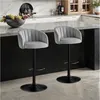 STOOLINK 2er Set Barhocker Grau Samt Höhenverstellbar Produktbild-Vorschau 1