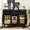 Buffet en bois et rotin avec portes et tiroirs, pieds Voir les images du produit 4