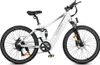 A white electric bicycle with black tires and accents, shown against a white background. Podgląd zdjęcia produktu