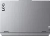 The top view of a closed silver laptop with the brand logo 'LOQ' on the top left and 'Lenovo' logo on the bottom right. Produktbild-Vorschau