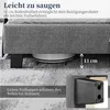 A close-up view of the underside of a bed frame, showing a robot vacuum cleaner underneath and a measurement indicating clearance. Produktbild-Vorschau