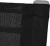 A close-up view of the corner of a black mesh fabric product, possibly a chair or swing, with a gray plastic cap visible at the top right corner. Produktbild-Vorschau