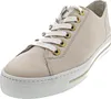 A single beige leather sneaker with white laces and gold eyelets, shown from a side-angle against a white background. Produktbild-Vorschau