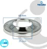 A chrome-plated hinge rosette with dimensions indicated. Produktbild-Vorschau
