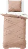 Bettwäsche 155x200 cm Baumwolle Beige Weiß Streifen Produktbild-Vorschau 2