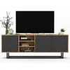 A modern TV stand with a television on top, set against a white background. Produktbild-Vorschau