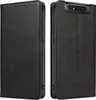 A black leather flip case for a smartphone is shown from two angles. Produktbild-Vorschau