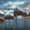 A smartphone screen protector is shown in front of a scenic mountain and lake background. Produktbild-Vorschau