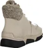 A rear view of a beige high-top sneaker boot with a patterned knit collar and a black sole. Anteprima dell’immagine prodotto