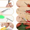 A collage of images demonstrating jewelry making techniques and tools. Produktbild-Vorschau