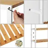 Collage showing assembly steps and product detail of a shelving unit. Náhled obrázku produktu