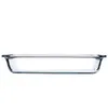 A clear, studio shot of a rectangular glass baking dish on a white background. Podgląd zdjęcia produktu