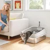 PawHut kattenbak, roestvrij staal, open kattenbak zonder Productafbeelding-voorbeeld 2