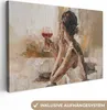 MuchoWow© Leinwand Bilder 120x80 cm - Design: Frau mit Produktbild-Vorschau 1