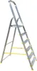 A silver aluminum stepladder with yellow safety bars and feet, shown against a white background. Náhľad obrázku produktu