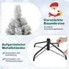 A collage of images showcasing a flocked Christmas tree and its metal stand, with text highlighting product features. Podgląd zdjęcia produktu
