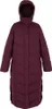 A full-length studio shot of a burgundy puffer coat. Voir les images du produit