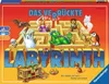 The image shows the box art for the board game 'Das verrückte Labyrinth' by Ravensburger. It features various fantasy characters and elements arranged around a maze. Produktbild-Vorschau