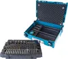 A teal and black tool case with various drill bits and accessories laid out. Náhľad obrázku produktu