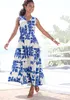 VIVANCE Maxikleid creme-blau bedruckt Größe 42 Produktbild-Vorschau 2