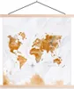 MuchoWow® Textilposter Karte - Gold - Welt 60x60 cm mit Produktbild-Vorschau 1