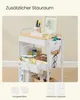 A white rolling cart with multiple shelves and organizers, filled with various items like books, art supplies, and decorative objects. Produktbild-Vorschau