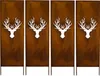 Four identical metal garden screens, each featuring a white silhouette of a stag's head with antlers, set against a rusty brown background. Produktbild-Vorschau