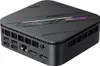 A black mini PC with a sleek, modern design, featuring various ports and vents. The top surface has a stylized graphic and the brand name 'Blackview' illuminated in purple. Produktbild-Vorschau
