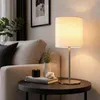 LED Tischleuchte, Textil, weiß, Metall, H 40 cm Produktbild-Vorschau 3