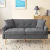 A gray sofa with two throw pillows is shown in a living room setting. Produktbild-Vorschau