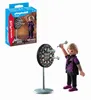 A Playmobil dart player figure and dartboard set, with the product packaging visible. Produktbild-Vorschau