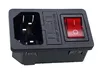 A black electrical connector with a red switch and a fuse holder, isolated on a white background. Podgląd zdjęcia produktu