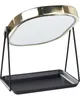 A makeup mirror with a gold frame and a black tray sits on a white background. Náhled obrázku produktu