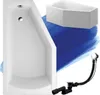 A white bathtub and a separate hexagonal bathtub are shown against a blue background. Voir les images du produit