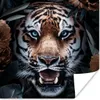 MuchoWow® Poster Tiger - Blumen - Blatt 75x75 cm - Wand Produktbild-Vorschau 1