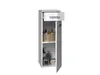 A tall, narrow white cabinet with its door and a drawer open, displaying various bathroom items. Náhľad obrázku produktu
