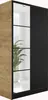 A wardrobe with a wood-effect side and a mirrored door section. Voir les images du produit